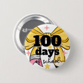 100 Days of School Pencil Bow 缶バッジ (正面&裏面)