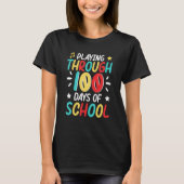 100 Days Of School Playing Music Teacher Cool Stud Tシャツ (正面)