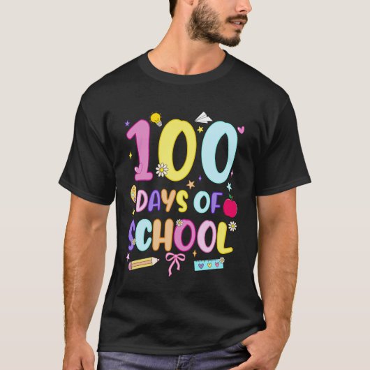100 Days of School Preppy 100th Day of School Girl Tシャツ (正面)