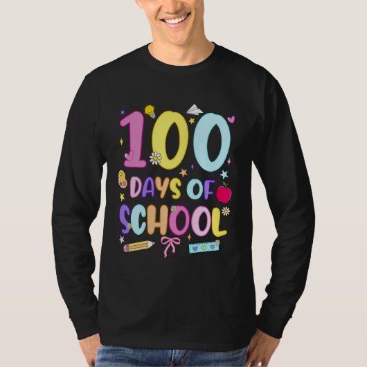 100 Days of School Preppy 100th Day of School Girl Tシャツ (正面)
