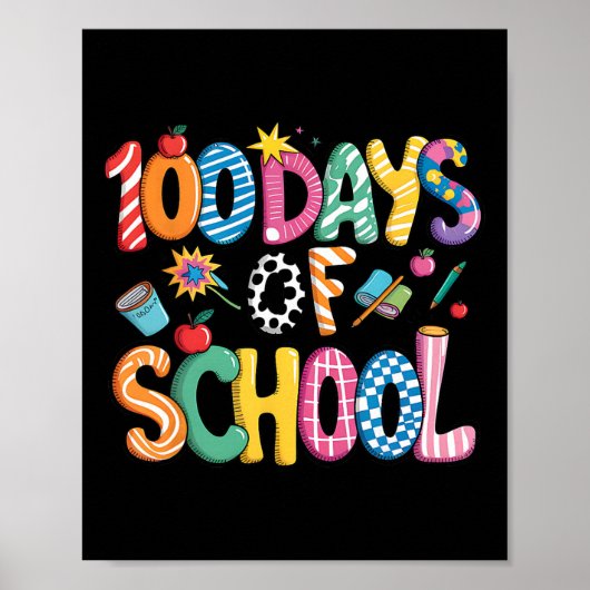 100 Days Of School Preppy Coquette Bow 100 Day Sma ポスター (正面)