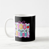 100 Days Of School Preppy Coquette Bow 100th Day T コーヒーマグカップ (左)