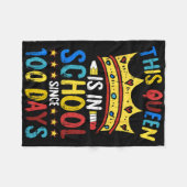 100 Days Of School Queen Crown Teacher Cool Studen フリースブランケット (正面(横))