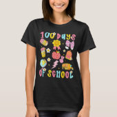 100 Days Of School Rainbow Bow Book Teacher Girl W Tシャツ (正面)