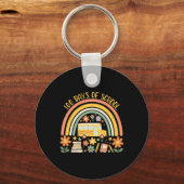 100 Days Of School Rainbow Bus Teacher Student 100 キーホルダー (正面)