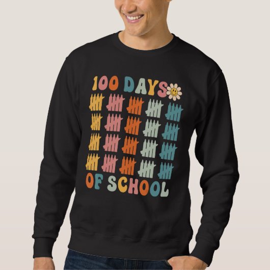 100 Days of School Retro Happy 100th Day スウェットシャツ (正面)