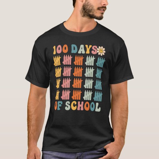 100 Days of School Retro Happy 100th Day Tシャツ (正面)