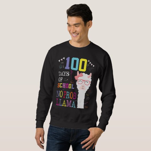 100 Days Of School Shirt No Probllama Llama 100Th スウェットシャツ (正面フル)