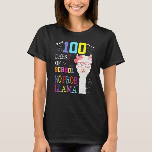 100 Days Of School Shirt No Probllama Llama 100Th Tシャツ (正面)