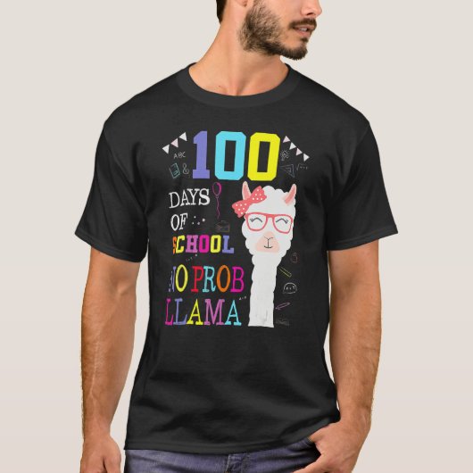100 Days Of School Shirt No Probllama Llama 100Th Tシャツ (正面)