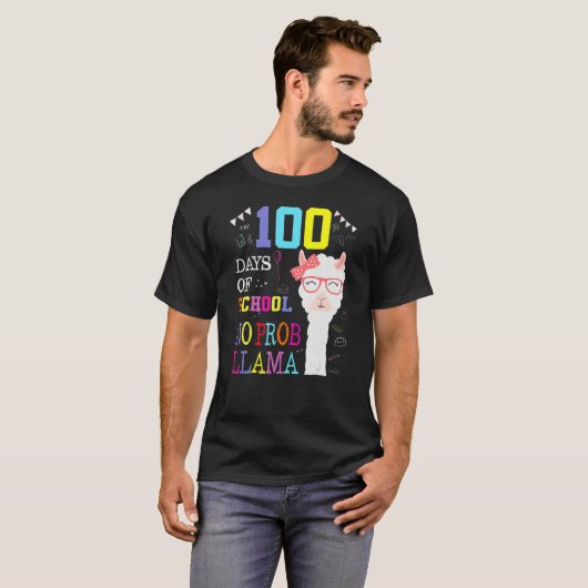 100 Days Of School Shirt No Probllama Llama 100Th  Tシャツ (正面フル)