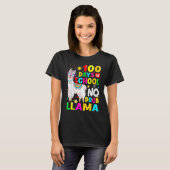 100 Days Of School Shirt No Probllama Llama 100th  Tシャツ (正面フル)