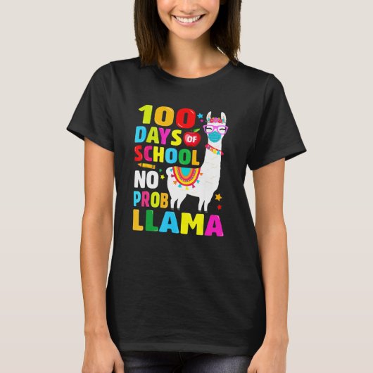 100 Days Of School Shirt No Probllama Llama Face M Tシャツ (正面)