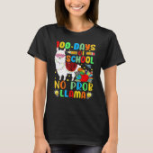 100 Days of School Shirt No Probllama Llama Plaid  Tシャツ (正面)