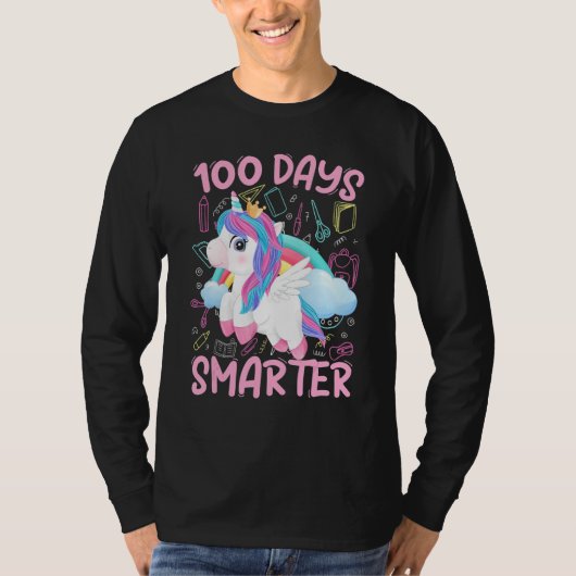 100 Days of School Shirt Unicorn Girls 100th Day O Tシャツ (正面)