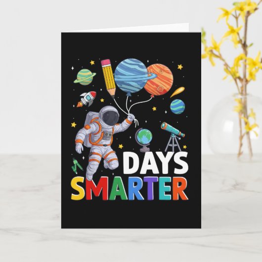 100 Days of School Smarter Astronaut Space カード (黄色い花)
