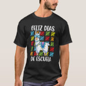 100 Days Of School Spanish Llama Feliz 100 Dias De Tシャツ (正面)