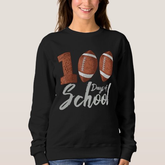100 Days of School Sports Ball Lineman American Fo スウェットシャツ (正面)