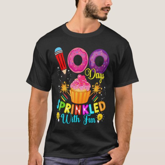 100 Days Of School Sprinkled With Fun Cute Cupcake Tシャツ (正面)