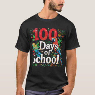 100 Days of School squad bird Student Parrot Zoo Tシャツ