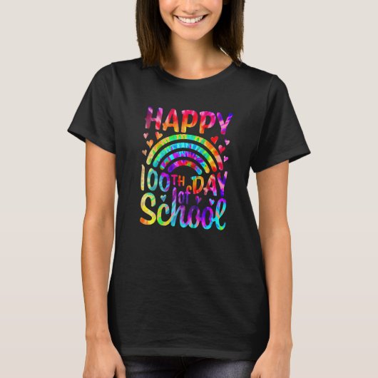100 Days Of School Teacher And Student Rainbow Tie Tシャツ (正面)