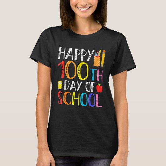 100 Days Of School Teacher And Student Tシャツ (正面)