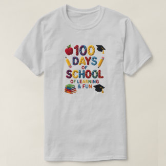 100 Days of School ,Teacher, Faux Yarn Bow Style Tシャツ
