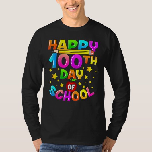 100 Days Of School Teacher Student Happy 100th Day Tシャツ (正面)