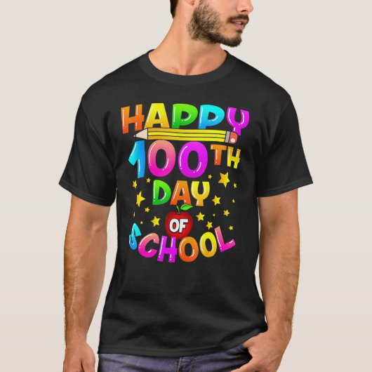 100 Days Of School Teacher Student Happy 100th Day Tシャツ (正面)