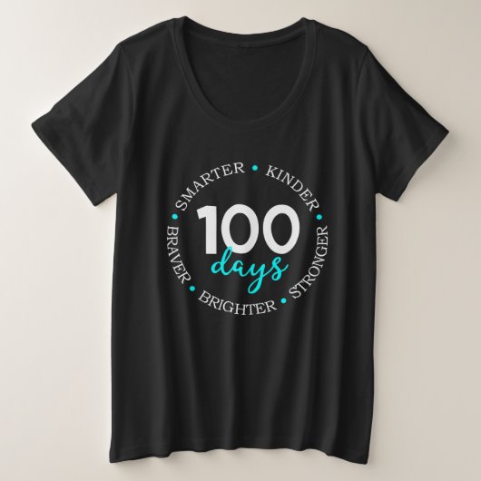 100 Days of School  Teacher Team Kids Growth Minds プラスサイズTシャツ (デザイン正面)