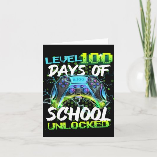100 Days Of School Unlocked Gamer Boy Girl Video G カード (正面)