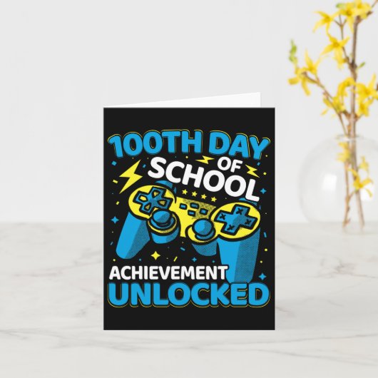 100 Days Of School Video Game Controller Boys Girl カード (黄色い花)
