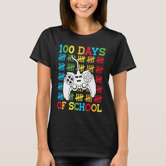 100 Days of School Video Games Controller Gaming K Tシャツ (正面)
