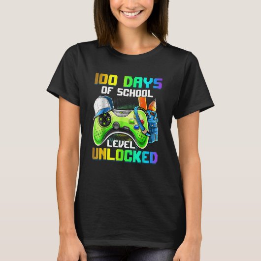 100 Days Of School Video Games Level Unlocked Game Tシャツ (正面)