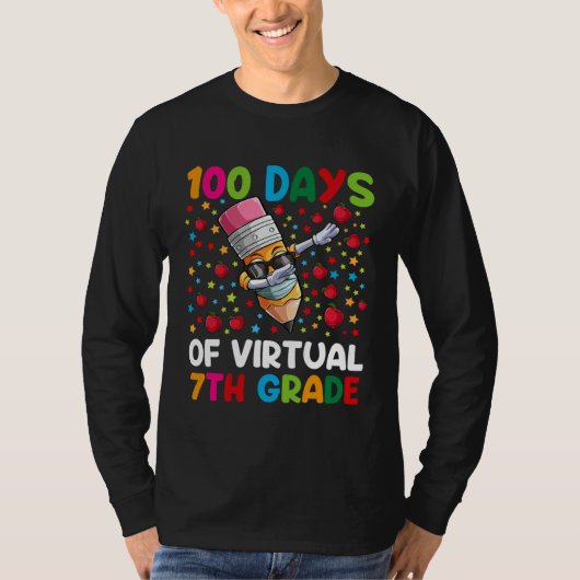 100 Days Of Virtual 7th Grade Teacher or Student B Tシャツ (正面)