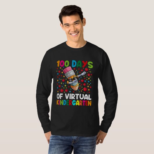 100 Days Of Virtual kindergarten Teacher or Studen Tシャツ (正面フル)