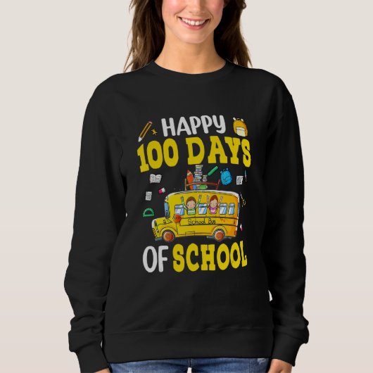 100 Days School Bus 100 Days Of School Boys Kids T スウェットシャツ (正面)