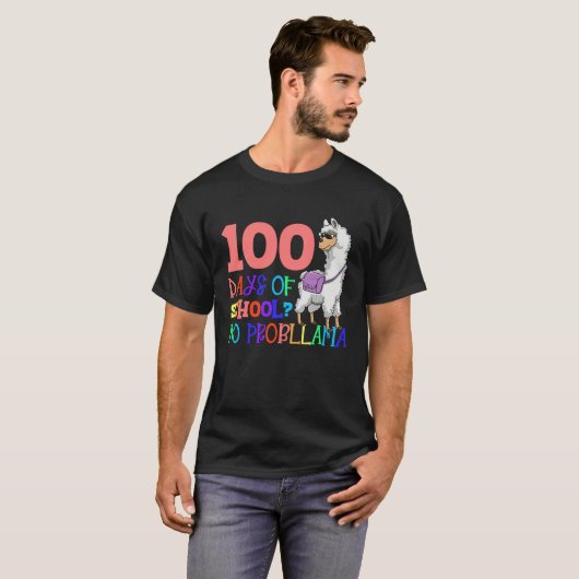 100 Days School No Sample Llama Teacher Or Student Tシャツ (正面フル)