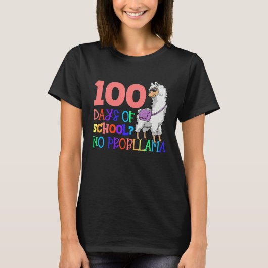 100 Days School No Sample Llama Teacher Or Student Tシャツ (正面)