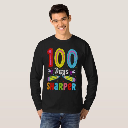 100 Days Sharper 100 Days Of School Pencil 100 Day Tシャツ (正面フル)