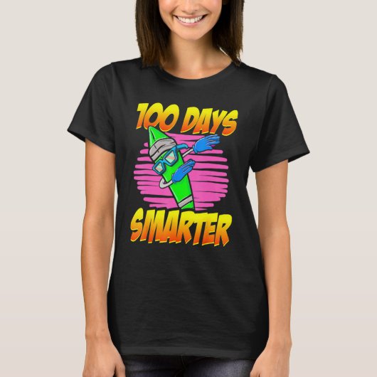100 Days Smarter 100th Day Of School Dabbing Crayo Tシャツ (正面)