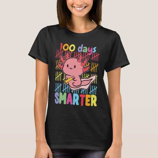 100 Days Smarter Axolotl 100th Day Of School Girls Tシャツ (正面)