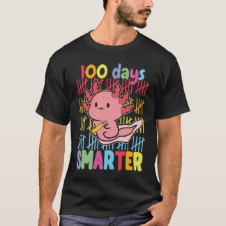100 Days Smarter Axolotl 100th Day Of School Girls Tシャツ