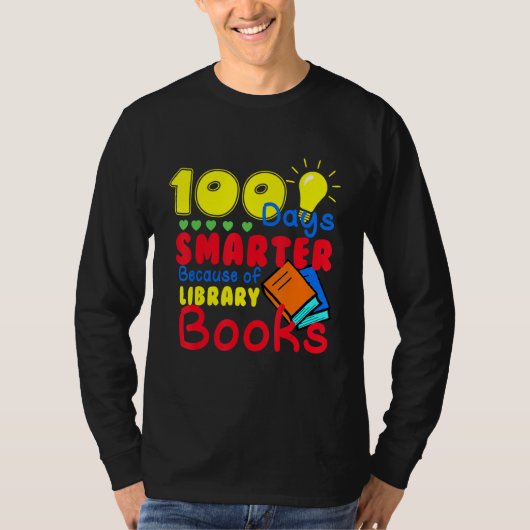 100 Days Smarter Because of Library Books Kids Tea Tシャツ (正面)