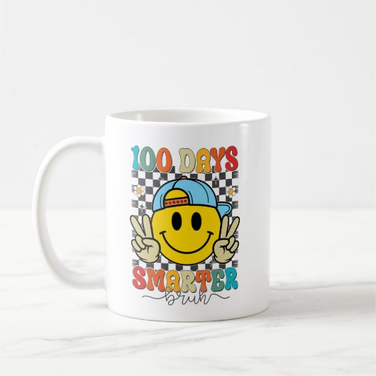 100 Days Smarter Bruh Funny 100 Days Of School コーヒーマグカップ (左)