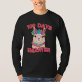 100 Days Smarter Cute Llama 100th Day Of School  1 Tシャツ (正面)