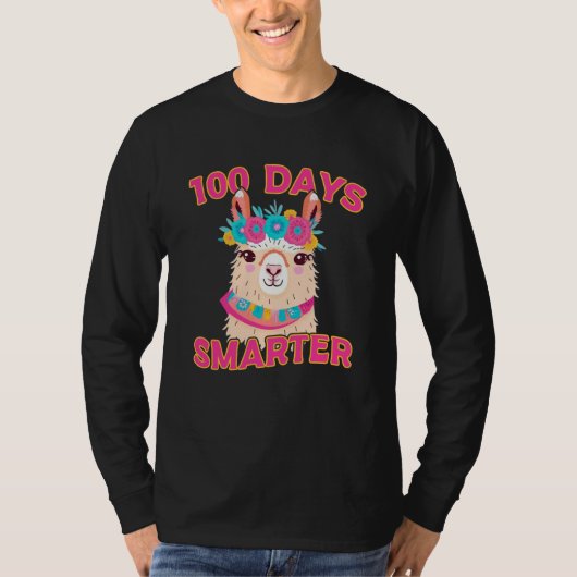 100 Days Smarter Cute Llama 100th Day Of School 1 Tシャツ (正面)