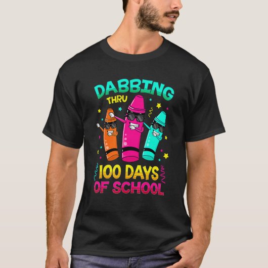 100 Days Smarter Dabbing Crayons Kids 100 Days Sch Tシャツ (正面)