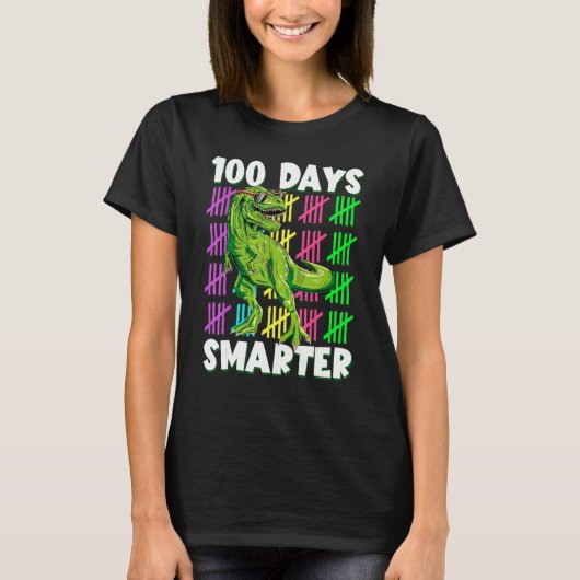 100 Days Smarter Dino Dinosaur rex 100 Days of Sch Tシャツ (正面)