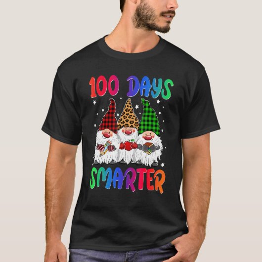100 Days Smarter Gnome Teacher Kids 100th Day Of S Tシャツ (正面)